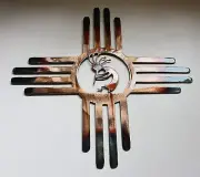 Southwestern Zia w/ Kokopelli - Metal Wall Art - Copper 30"