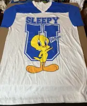 Vintage 1998 Looney Tunes Brand Women's Tweety Night Shirt Short Sleeve Gown XL