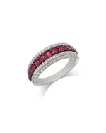 Bloomingdale's Fine Collection Ruby & Diamond Multi-Row Ring in 14K White Gold