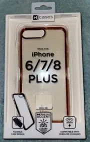 iHome IPhone 6/7/8 Plus Clear Phone Case Unopened , Metallic Gold Luxury Design