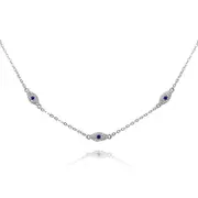 Culturesse Birdie Austrian Zirconias Sterling Silver Evil Eye Necklace Fashion