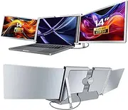 RayCue Triple Screen Extender, [Only 1 Cable to Connect], 14'' FHD 1080P 16:10 USB-C for Windows MacOS, Plug and Play for 13-17.3'' Type-C/USB-A Laptop