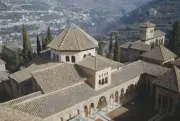 the Court of the Lions courtyard in the Alhambra, Granada, Spai - 1960 Old Photo