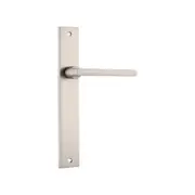 Iver Baltimore Door Lever Handle on Rectangular Backplate Satin Nickel