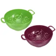 Mini Colanders Fruit Vegetable Sieve Colander Drainer Strainer-Green+Purple
