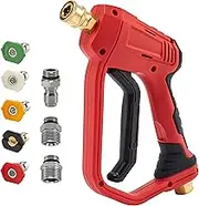 Raincovo Pressure Washer Gun, 3/8 Inch Quick Connect, M22 14mm or M22 15mm Fitting, Short Power Washer Gun with 5 Nozzle Tips, 4000 PSI