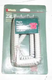 WOODS' MODULAR 25' FT HANDSET CORD Desk Phone NOS Grey New Sealed Office Home