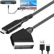 SCART to HDMI Cable: HD Converter Adapter Video Audio Converter to 1080p/720p with Cable Suitable for HDTV STB VHS VCR PS3 Sky DVD Blu Ray 1 m Cable