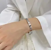 Silver Bangle Bracelet Titanium Steel Cubic Hinged Designer Inspired NEW 20% OFF