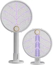 Electric Fly Swatter Racket, Portable Electric Mosquito Swatter, 2 in 1 Bug Zapper Racket with LED, Fly Killer and Mosquito Trap Lamp, USB Rechargeable Trap for Home Backyard Patio Camping