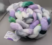 Hand Dyed Wool Roving 8.65 Oz Purple Green White