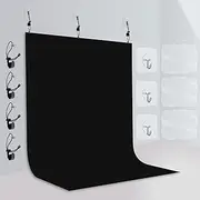 EMART Black Backdrop 2.6x3m/8.5x9.5ft, Wall Mounted Photo Background Polyester Fabric Material for Zoom Streaming, Photography Video Studio, Product Shooting, Portrait