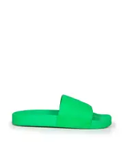 Green Rubber Quilted Slides