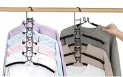 Calypsonia Space Saving Hangers, 2 Pack Metal Hanger 5 in 1 Space Saver Coat Hangers, Anti-Slip Foam Padded Shirt Suit Hanger for Closet Storage Organizer (Black)