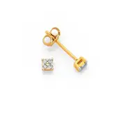 9ct Gold Diamond Square Look Stud Earrings