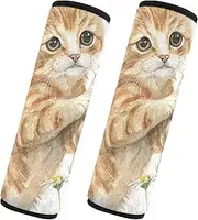 GAIREG Watercolor Kitten Daisy Shoulder Strap Covers for Car Seat Seat Belt Shoulder Pad Adult