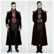 Devil Fashion Vintage Gothic Palace Vampire Men's Jacquard Dovetail Overcoat