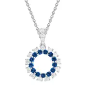 14K Diamond .27 ct. & .26 ct. Blue Sapphire Necklace