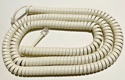 New 25 Ft Coiled Curly Phone Handset Telephone Cord - Ash
