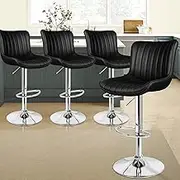 ALFORDSON 4X Bar Stool, Adjustable Kitchen Barstools Gas Lift, Swivel Leather Counter Dining Chairs in 62-82cm Seat Height, Home Bar Dining Room Furniture, Brad Black