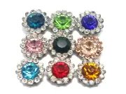 100 Silver Bling Crystal Rhinestone Pearl Flatback Button Beads 11mm Free Ship