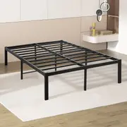 Levede Metal Bed Base Double Size Steel Slat Support Platform Industrial Style Bed Frame Headboard-Compatible Black
