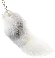 [Hemore] Furry Keychain, 40cm Faux Therian Fox Tail, Wolf Tail Keyring for Handbag Cosplay