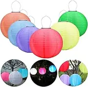 6 Pack 12in Waterproof LED Solar Cloth Chinese Lantern Festival Party Hanging Lamp Hanging Lamp Outdoor Garden Solar Led Light Lantern