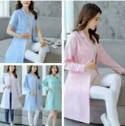 Women Nurse Dress Female Doctor Beautician Lab Long Coat Work Clothes 4Colors