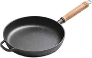 Cast Iron Frying pan, Non Stick, Wooden Handle, Non Stick, Skillet,Iron Pot, Flat Bottomed pan (Single Ear 25cm)