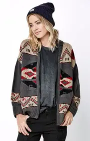 WOMEN'S/JRS OBEY Adri HEAVY Sweater ZIP UP Cardigan NEW $105