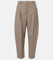 [Stella McCartney] Stella McCartney Houndstooth cropped wool wide-leg pants AU 4 brown