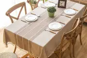 Square Linen Fabric Table Cloth-Washable With Dust-Proof Wrinkle Resistant Table Cover-Light Khaki