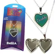 [STANDS OUT] EMILIA PERSONALISED HEART SHAPED NAMED MOOD LOCKET FUN GIFT PRESENT, Zinc