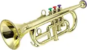 SOPOTUTU 1Pc Trumpet Electroplated Saxophone Model for Stage Performance Prop with Three Tones Realistic Design for Creative Play and Learning
