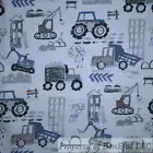 BonEful Fabric FQ Cotton Quilt White B&W Tractor Backhoe Digger Bulldozer Truck