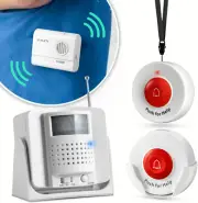 Caregiver Pager 2 Wireless Call Buttons 1 Motion Sensor Alarm Indoor for Elderly