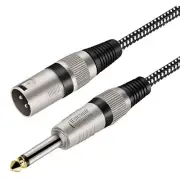 XLR Male to 1/4 Inch TS Cable 10 FT, Nylong Braided XLR 3 Pin Male to Quarter...