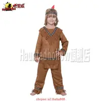 在飛比找蝦皮購物優惠-角色扮演哈羅威兒童萬圣節表演服裝 印度勇士服裝 印第安人套裝