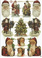 German Embossed SILVER GLITTER Scrap Die Cut - Christmas Santa's WOW EF7285G