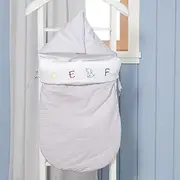 Baby Grown - Baby Carrycot Pram Liner with Alphabet Letter - White with Blue and Red Checkered Pattern