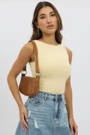 Yellow Tank Top Sleeveles Boat Neck Supersoft - Size 16XL, Women's Tank