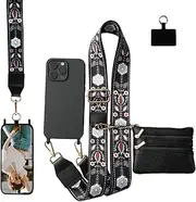 oleaumfilter Crossbody Silicone Case for iPhone 16 Pro with Zippered Pouch, 2024 New Clip and Go Strap for iPhone Protective Case with Wallet Crossbody Adjustable Lanyard Wristband 6.3''-Black