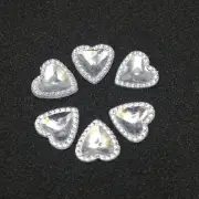 200 Clear Acrylic Flatback Heart Rhinestone Gems 12X12mm Embellishments No Hole