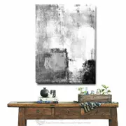 White Gray Black Abstract Stretched Canvas Print A328