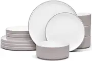 [Noritake] ColorTex Stone Taupe 12-Piece Dinnerware Set, Service for 4