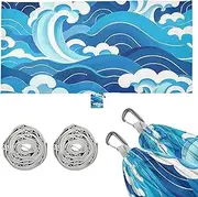 Chinese Culture Wave Pattern Blue Hammocks with Tree Straps Indoor Hammock for Camping & Hiking Essential