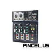 F4 Sound Mixer w/ USB Professional 4CH Audio Mixer Amplifier DJ Mixing Console