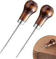4 Pcs Awl Tool, Bradawl Tool for Wood, Handwork Sewing Awl, Gourd Shape Tailors Awl Wood Handle Scratch Sewing Tool for Leather, Used for Leather Punching or DIY Manual Needle Punching