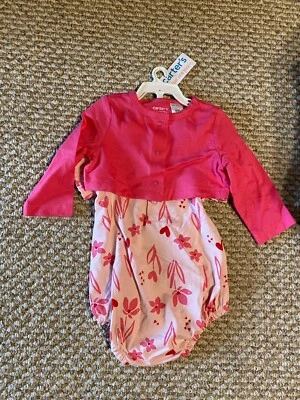 Girls Carter's Just One You Valentine Hearts Bubble Romper & Cardigan newborn